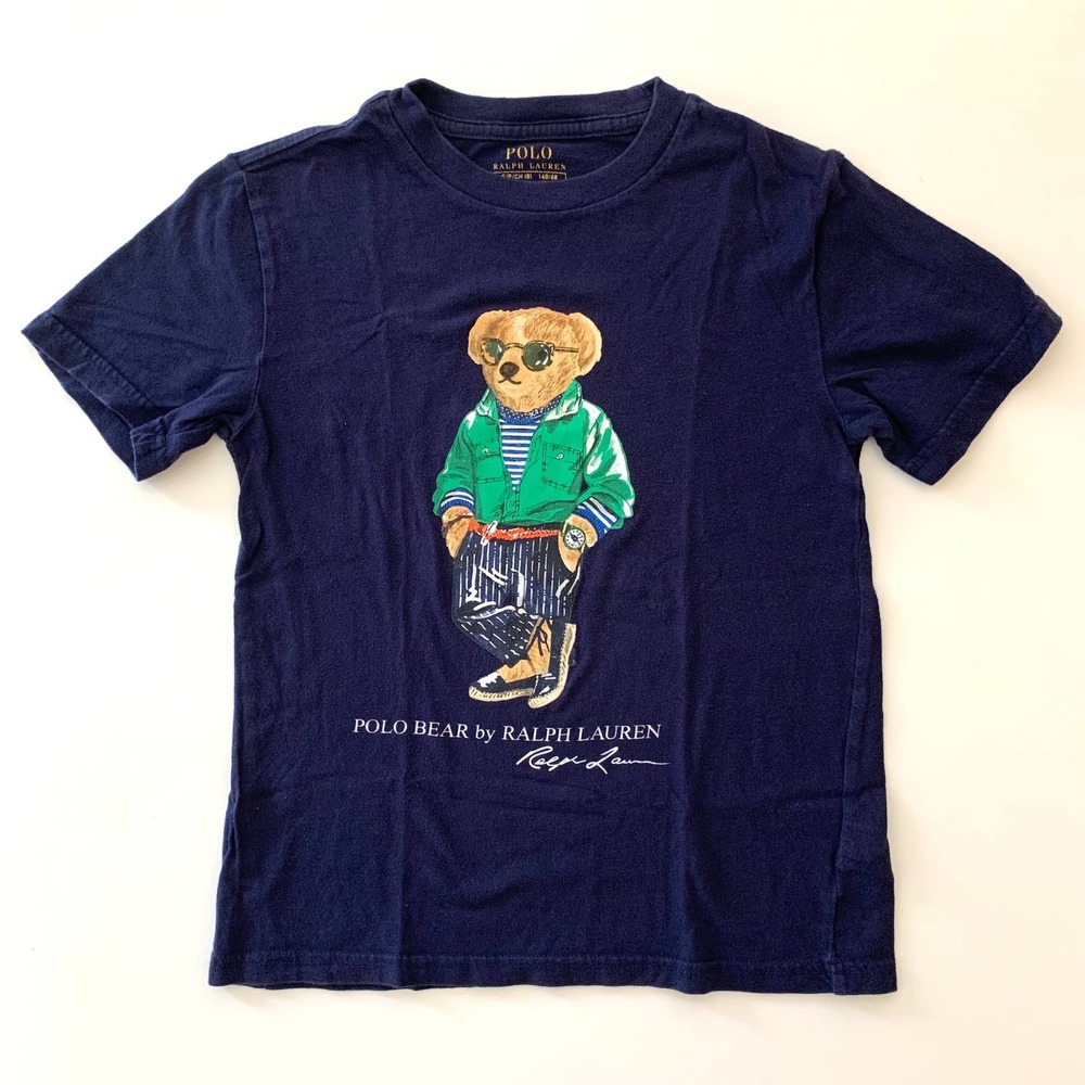 Polo Ralph Lauren Bear Graphic T-shirt Boys' Size 8 Blue Short Sleeve